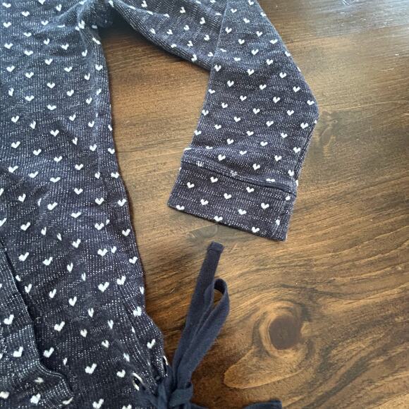 Talbots Sweatshirt Pullover Pocket Side Tie Navy White Hearts Womens Size Medium - Picture 2 of 5